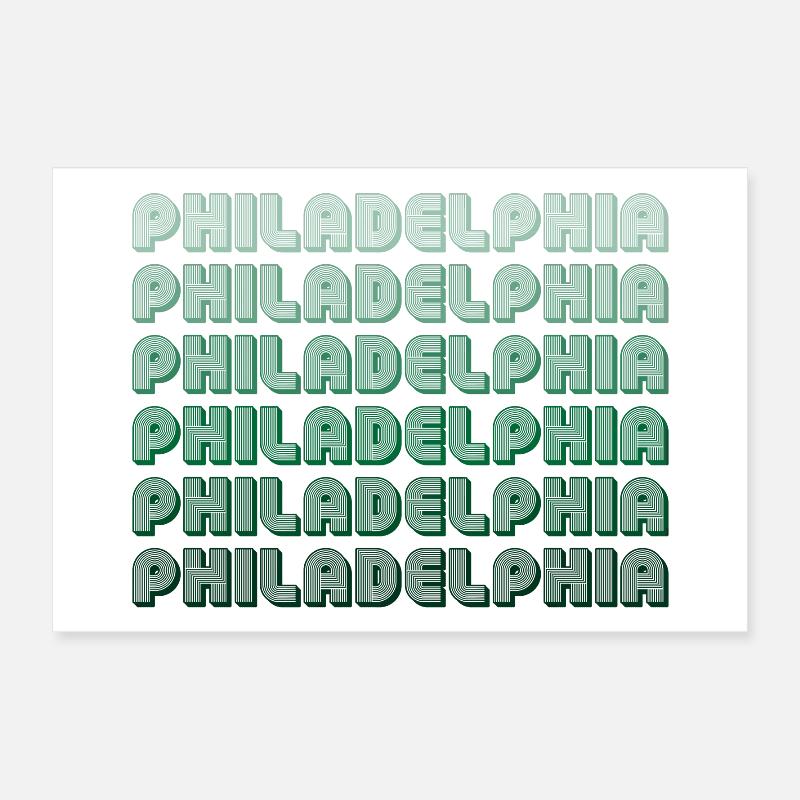 Philadelphia Typography Pattern Poster 12" x 8" (30x20 cm)