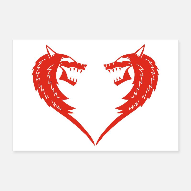 Rotes Wolfsherz Poster 30x20 cm