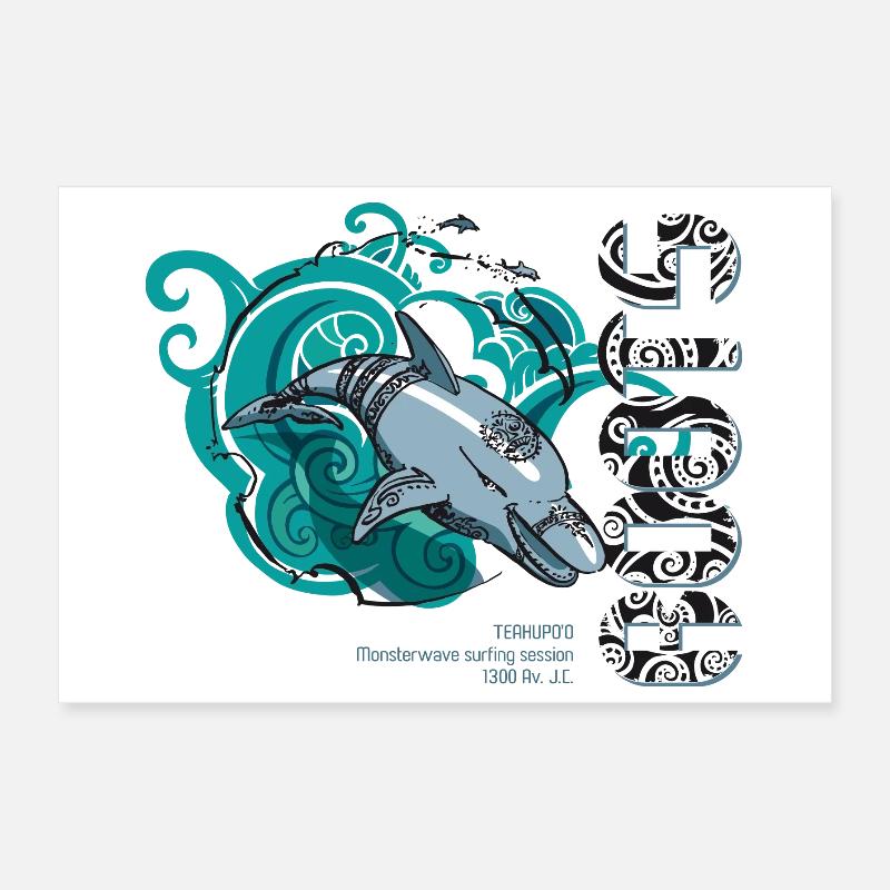 Dolphin Surf Roots Poster 12" x 8" (30x20 cm)