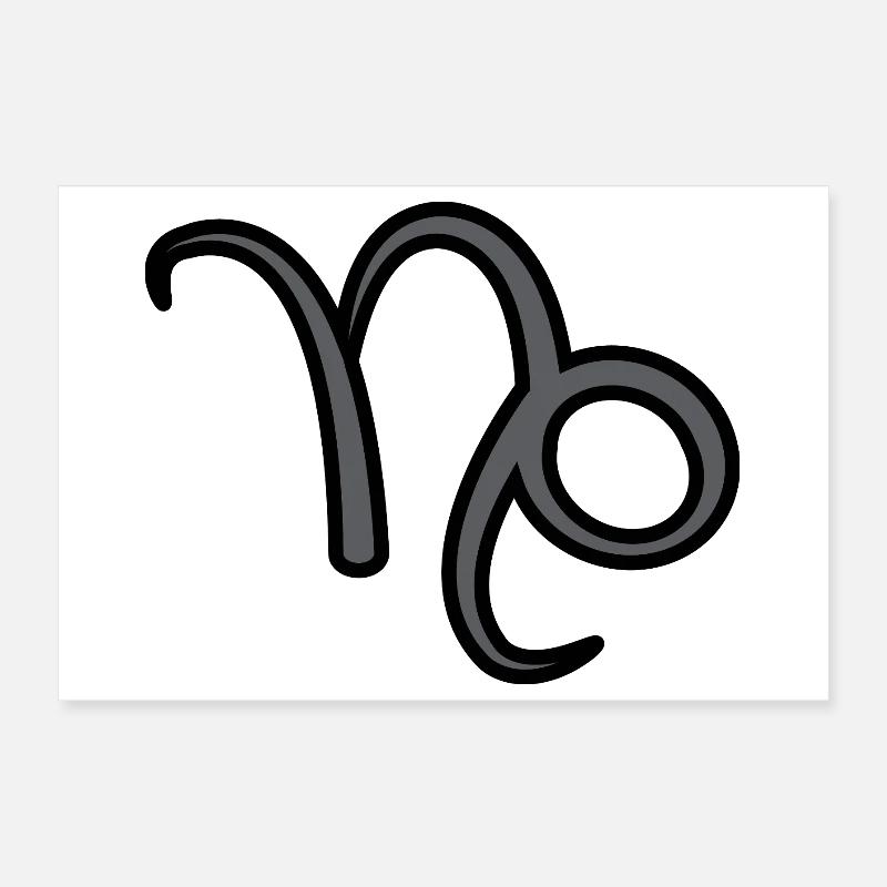 Steinbock Sternzeichen Symbol Schwarz & Grau Poster 30x20 cm