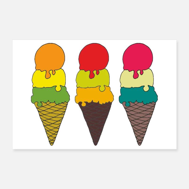 Illustration de cornet de glace coloré Poster 30 x 20 cm