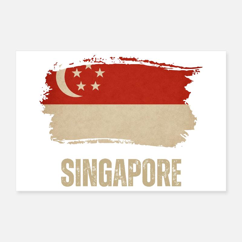 Drapeau grunge de Singapour, j’adore Singapour Poster 30 x 20 cm