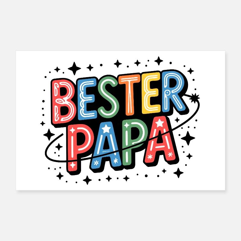 Bester Papa Neon Farbiges Design Poster 30x20 cm