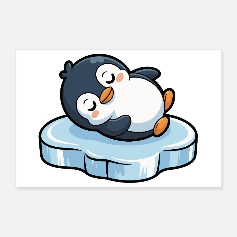 Schlafender Pinguin auf Eis Poster 30x20 cm