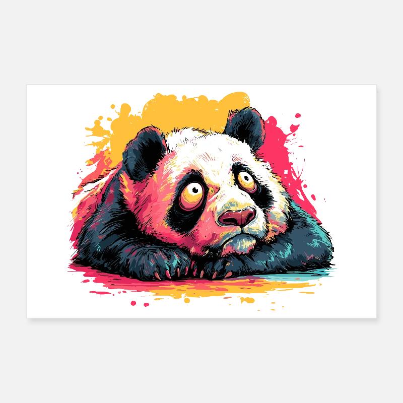 Panda Traumblick Farbspritzer Poster 30x20 cm