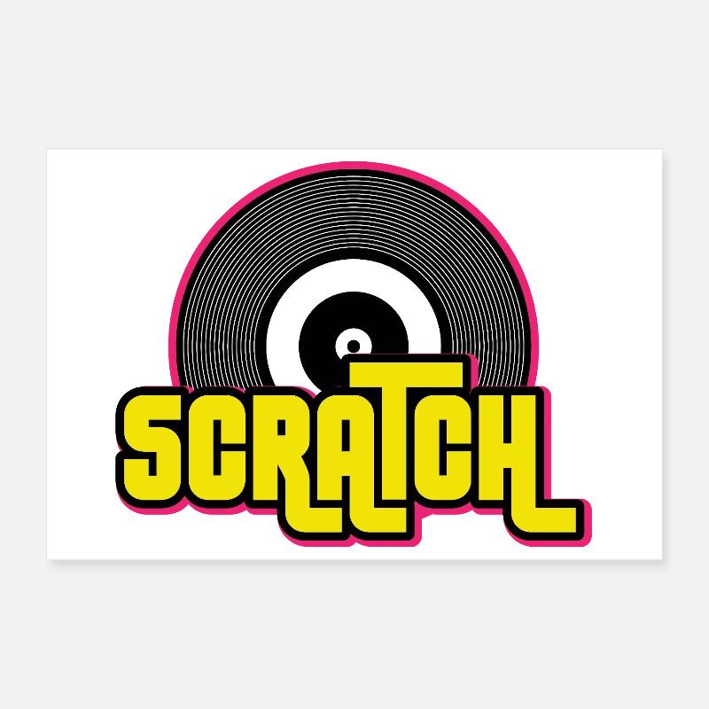 Scratch DJ Vinyl Record Graphic Poster 30x20 cm