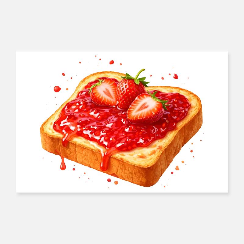 Toast mit Erdbeermarmelade Illustration  Poster 30x20 cm