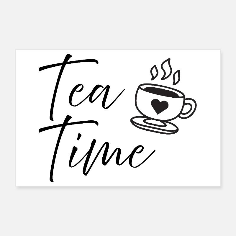 Tea Time Script Quote Cute Coffee Cup Design Poster 12" x 8" (30x20 cm)