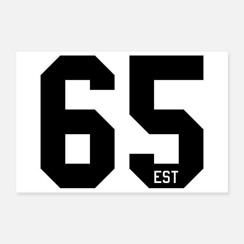 Number Design 65 – EST Block Typography Poster 12" x 8" (30x20 cm)
