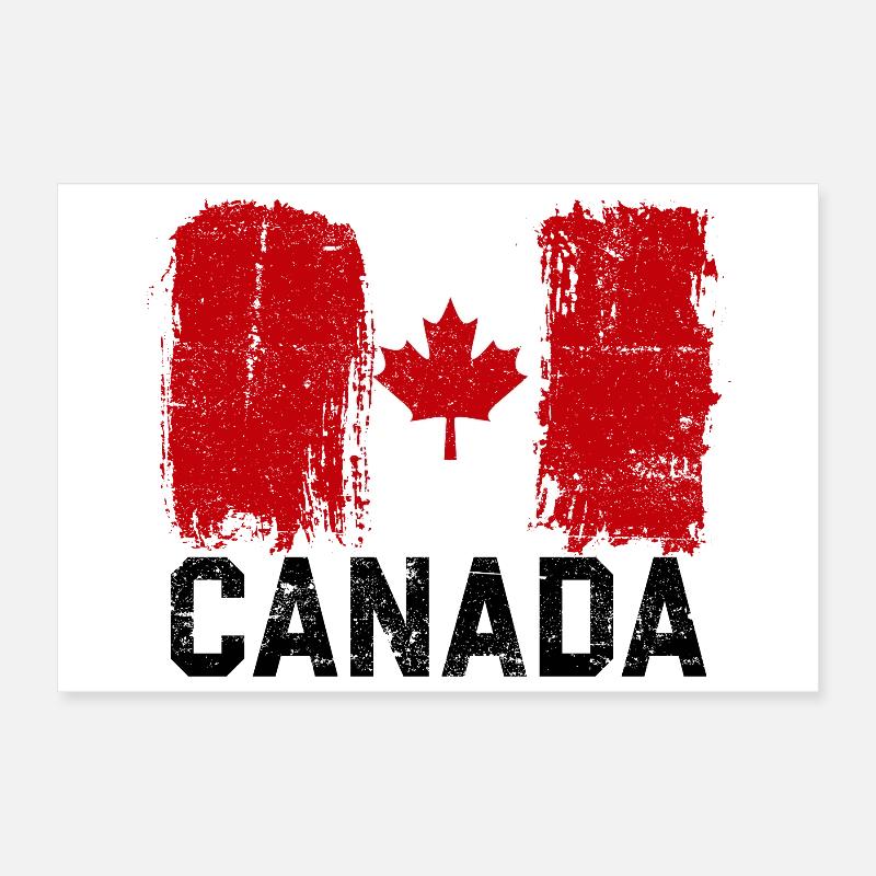 Grunge Canada Flag Maple Leaf Art Poster 12" x 8" (30x20 cm)