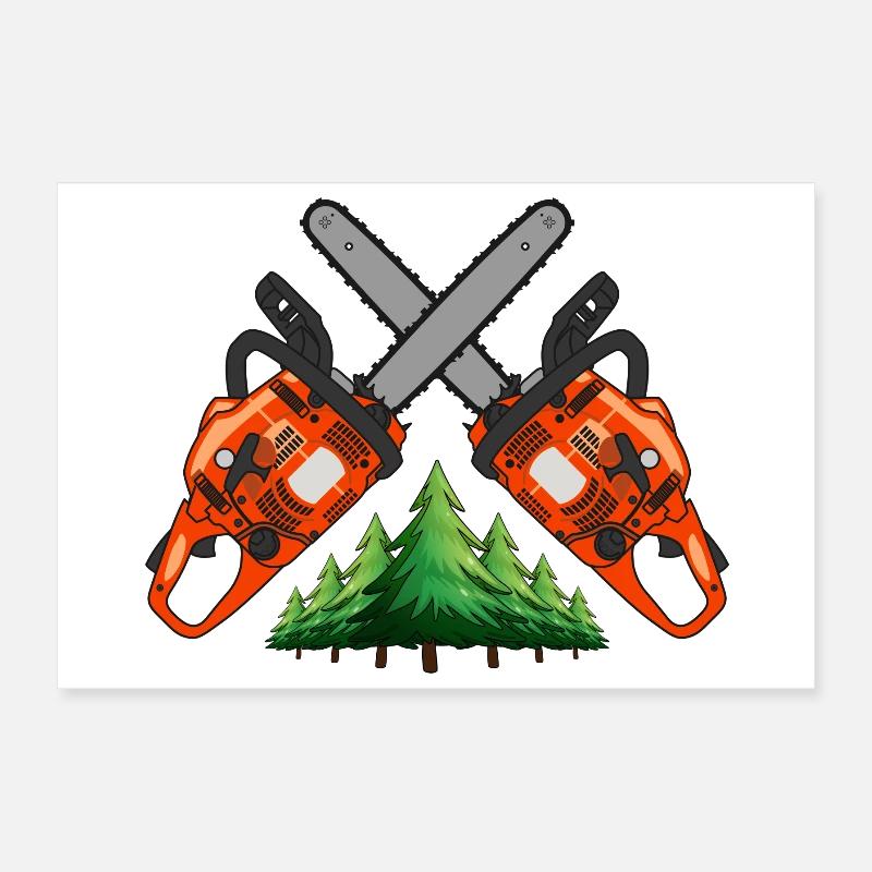 Chainsaw Cross with Forest Poster 12" x 8" (30x20 cm)