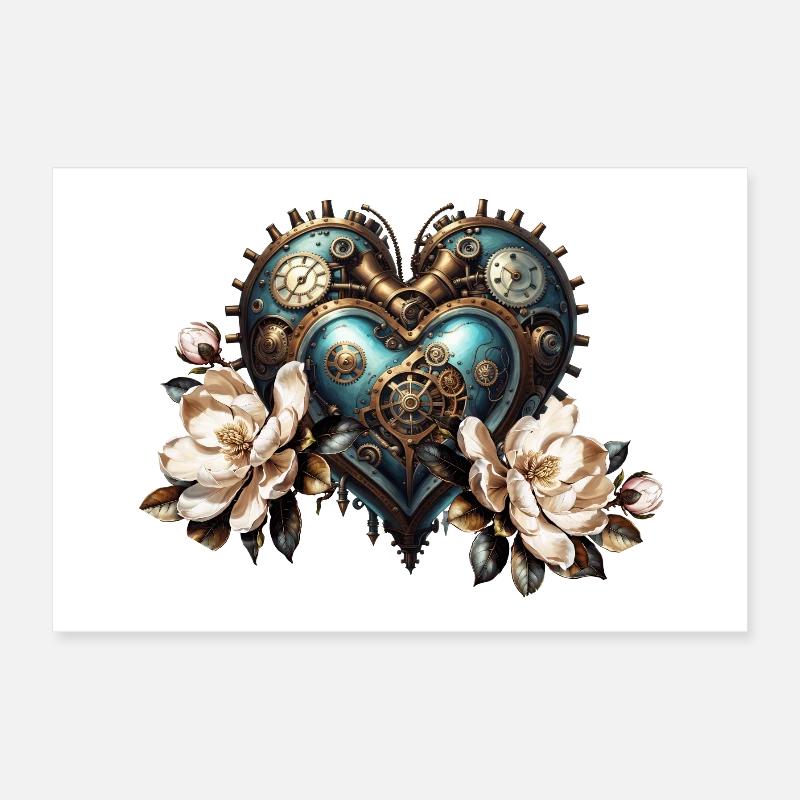 Wunderbares Steampunk-Herz Poster 30x20 cm