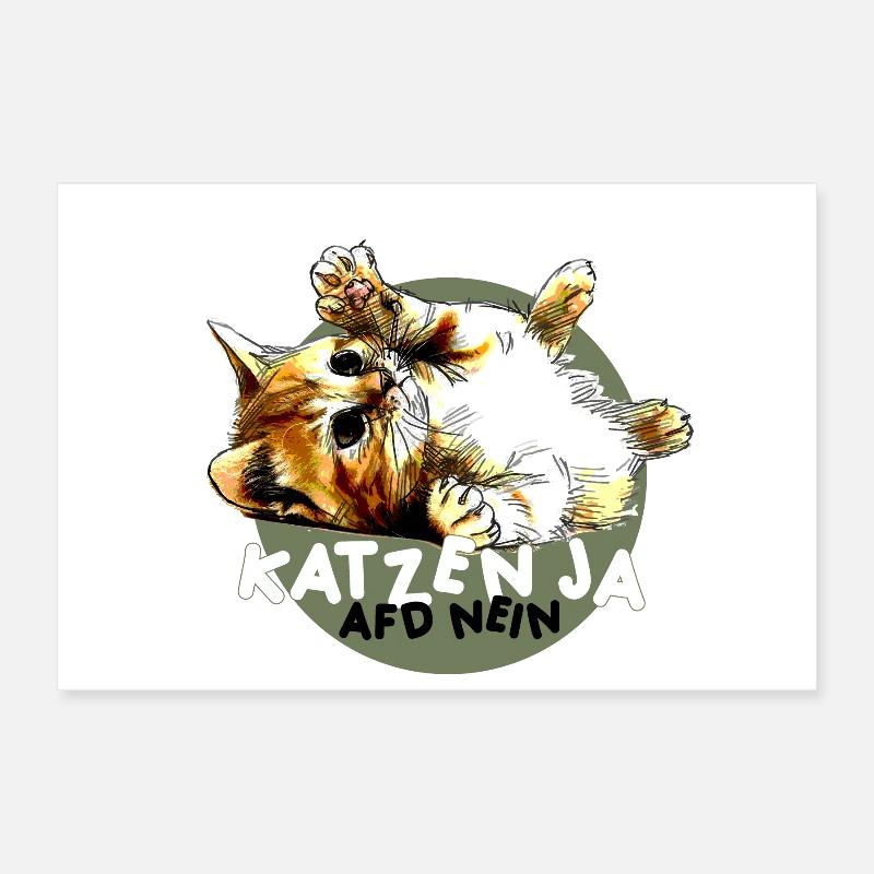 Süße Katze Ja, Partei AfD Nein Poster 30x20 cm