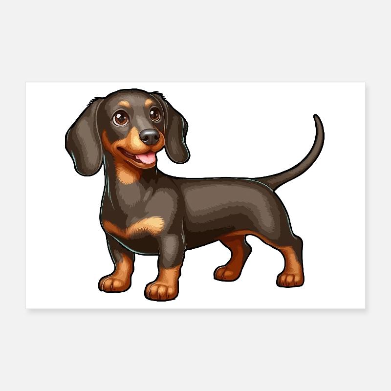 Chiot teckel heureux Poster 30 x 20 cm