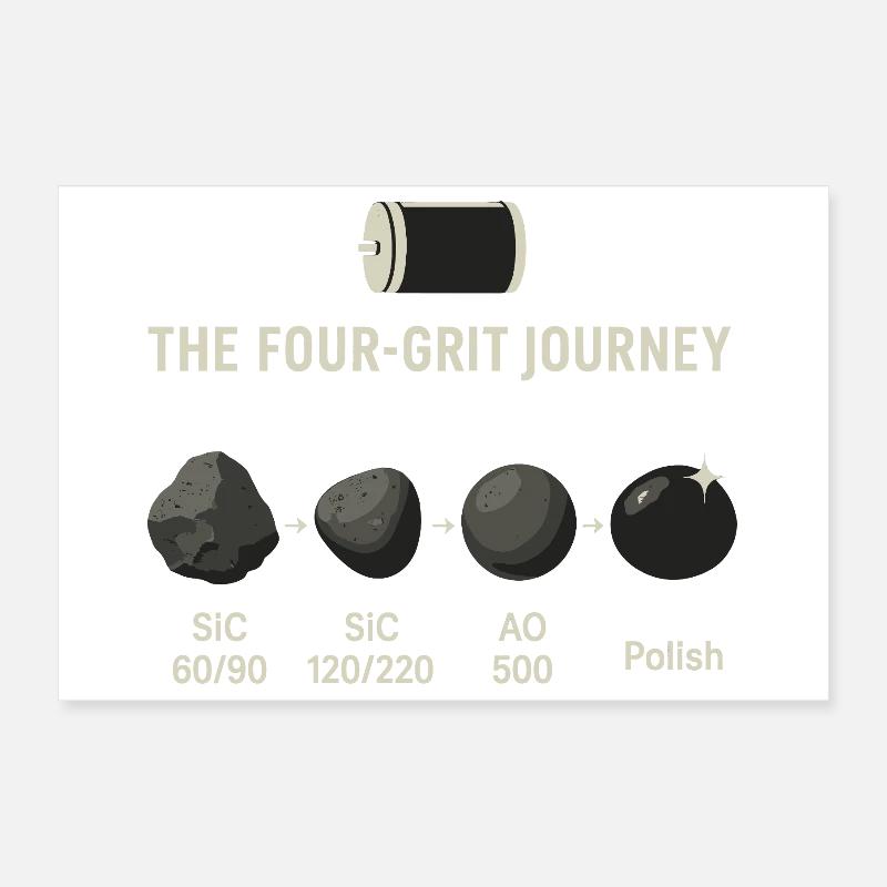The Four-Grit Journey: Stone Polish Process Poster 12" x 8" (30x20 cm)