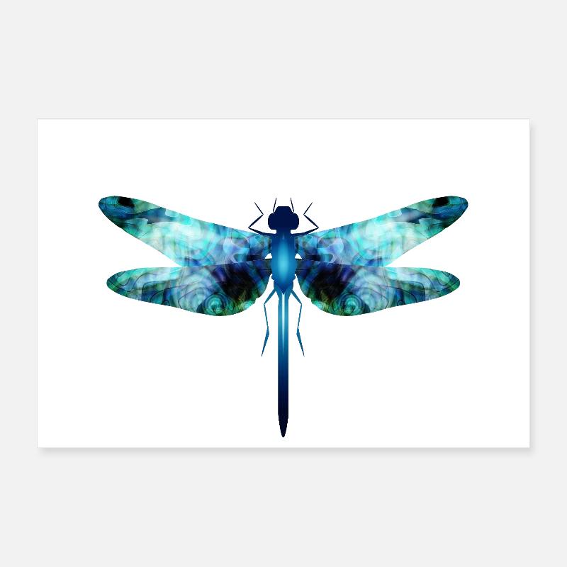 Libellule irisée dans les tons bleu-vert Poster 30 x 20 cm