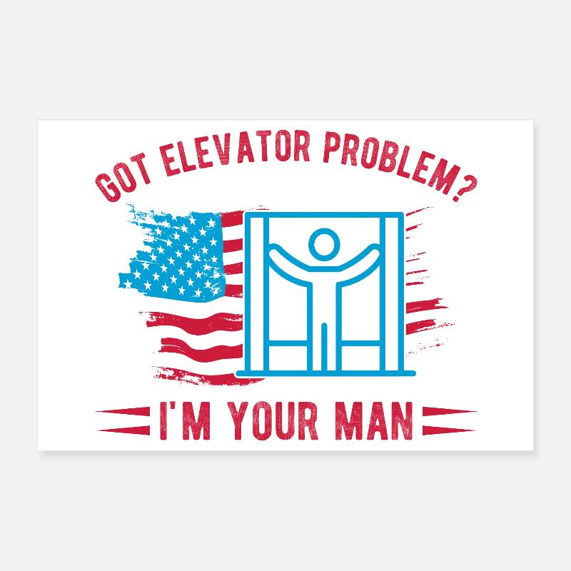 Elevator Technician I ́m Your Man Engineer USA Gift Poster 12" x 8" (30x20 cm)