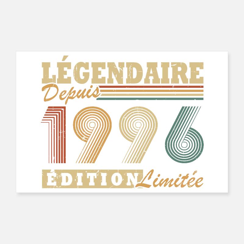 Legendary Since 1996 Vintage Birthday Gift Poster 12" x 8" (30x20 cm)