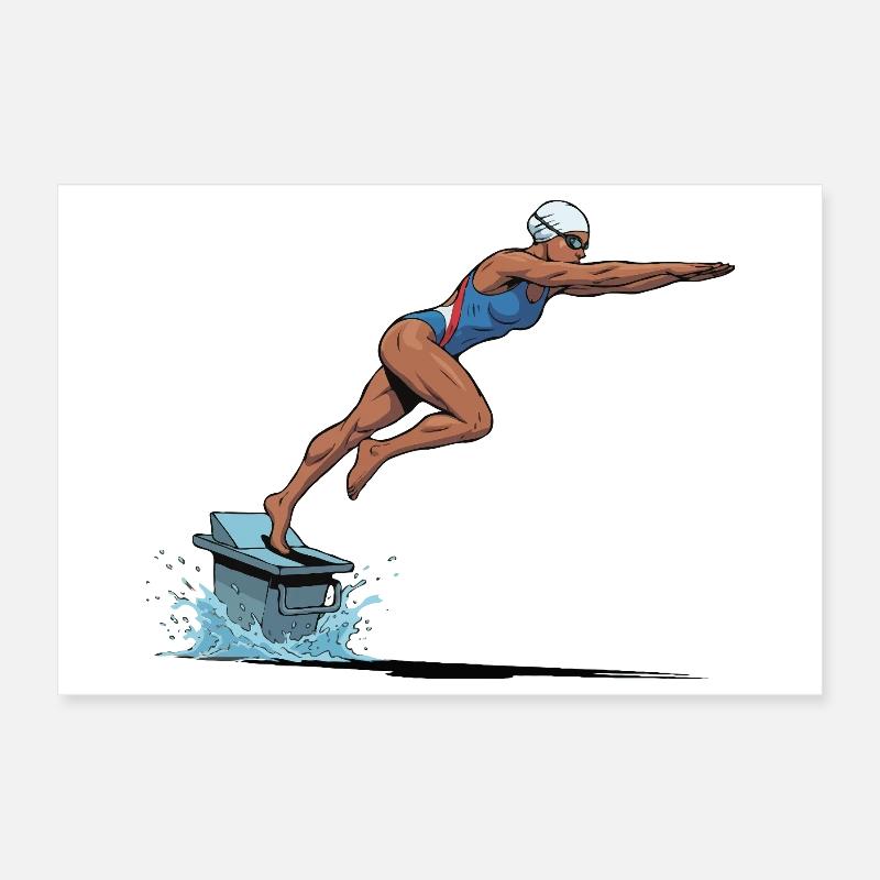 Saut de nageur sur planche de surf Poster 30 x 20 cm