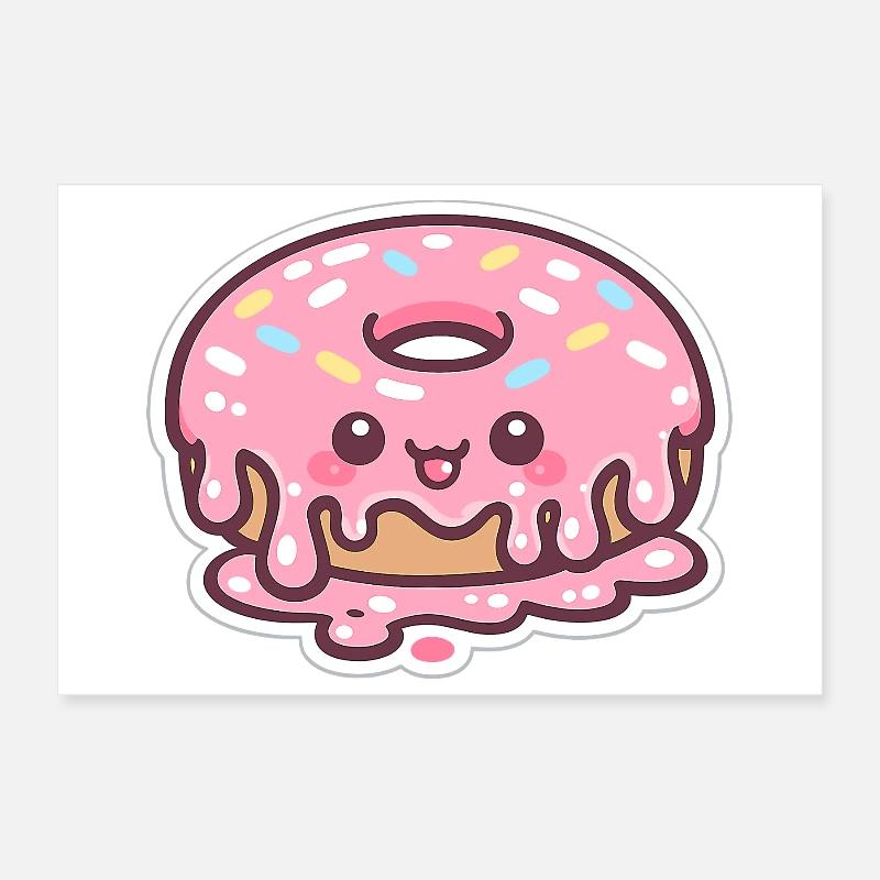 Kawaii Donut mit Zuckerguss Poster 30x20 cm