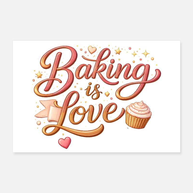 Baking is Love Backen Spruch Design Poster 30x20 cm