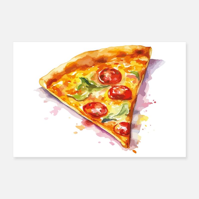 Watercolor pizza slice Poster 12" x 8" (30x20 cm)