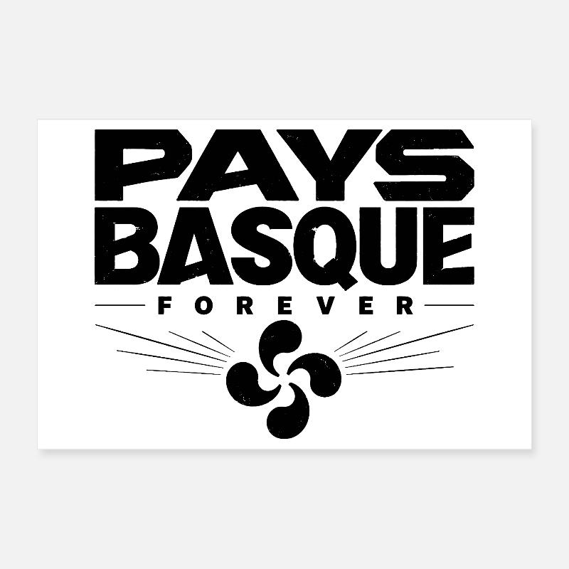 Pays Basque Forever Lauburu Vintage Design Poster 30 x 20 cm