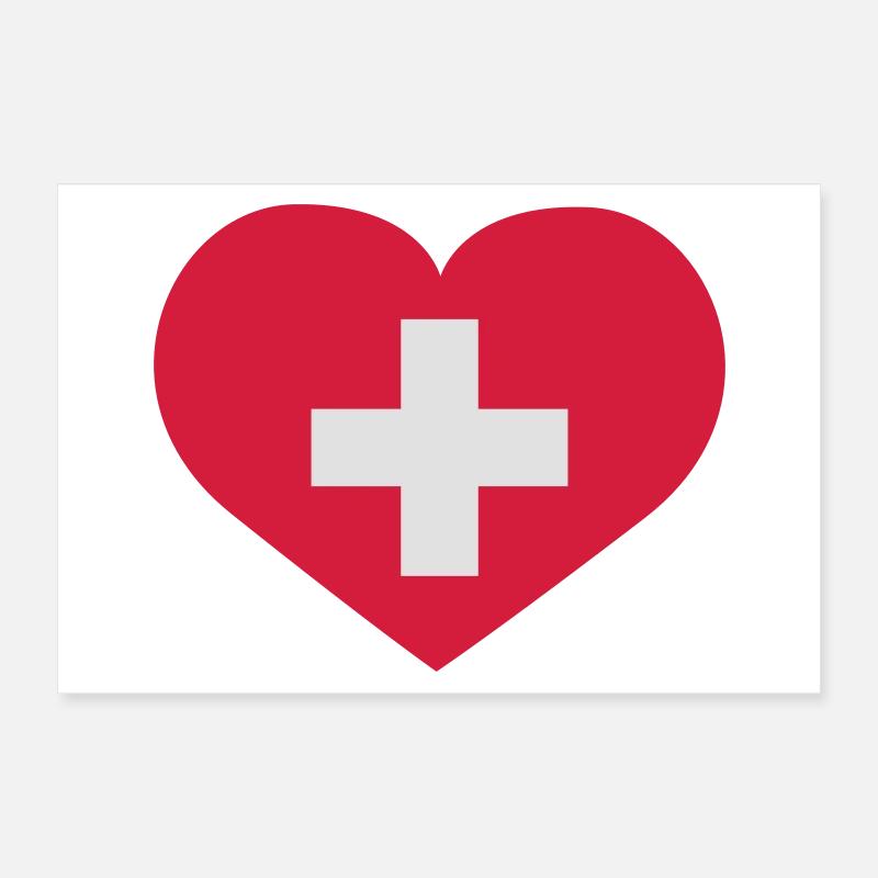 Schweiz Herz Poster 30x20 cm