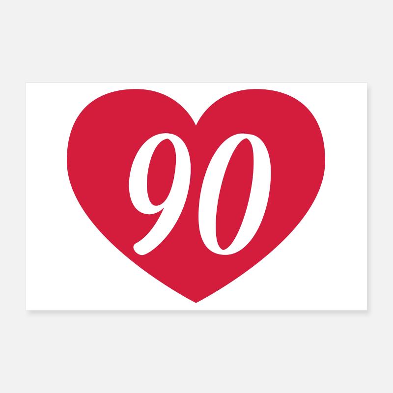 90e coeur anniversaire Poster 30 x 20 cm