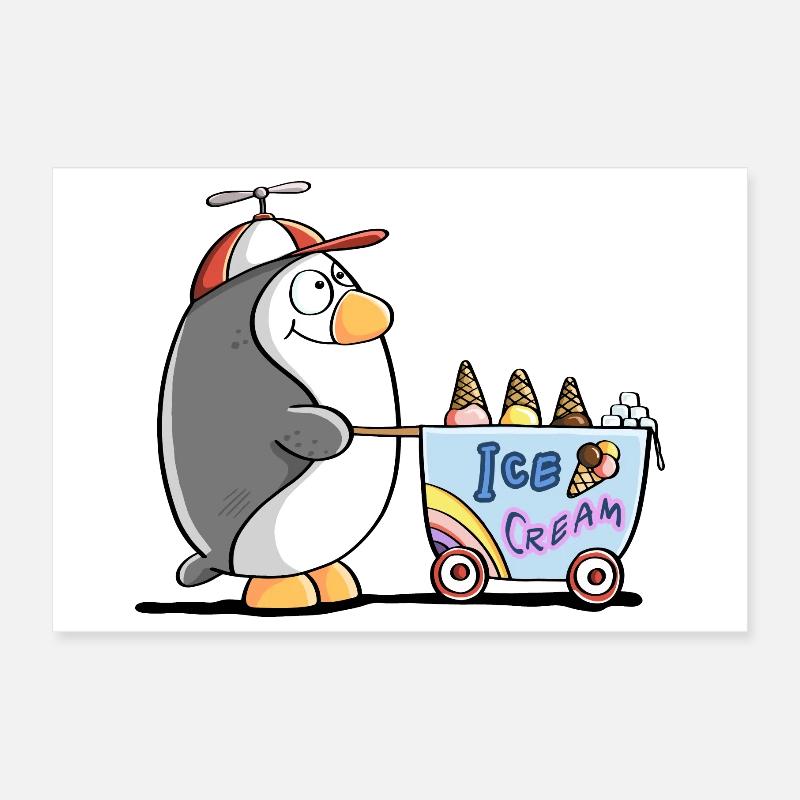 Pinguin Als Eisverkäufer - Eis Poster 30 x 20 cm
