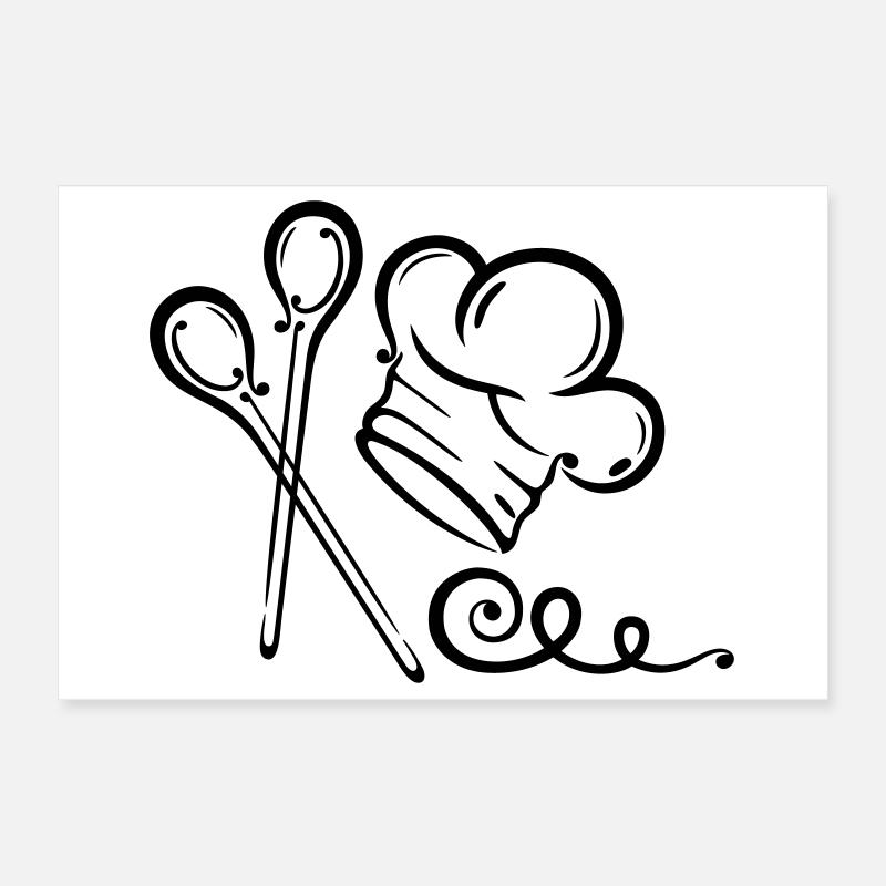 Chapeau de chef, cuillère Poster 30 x 20 cm