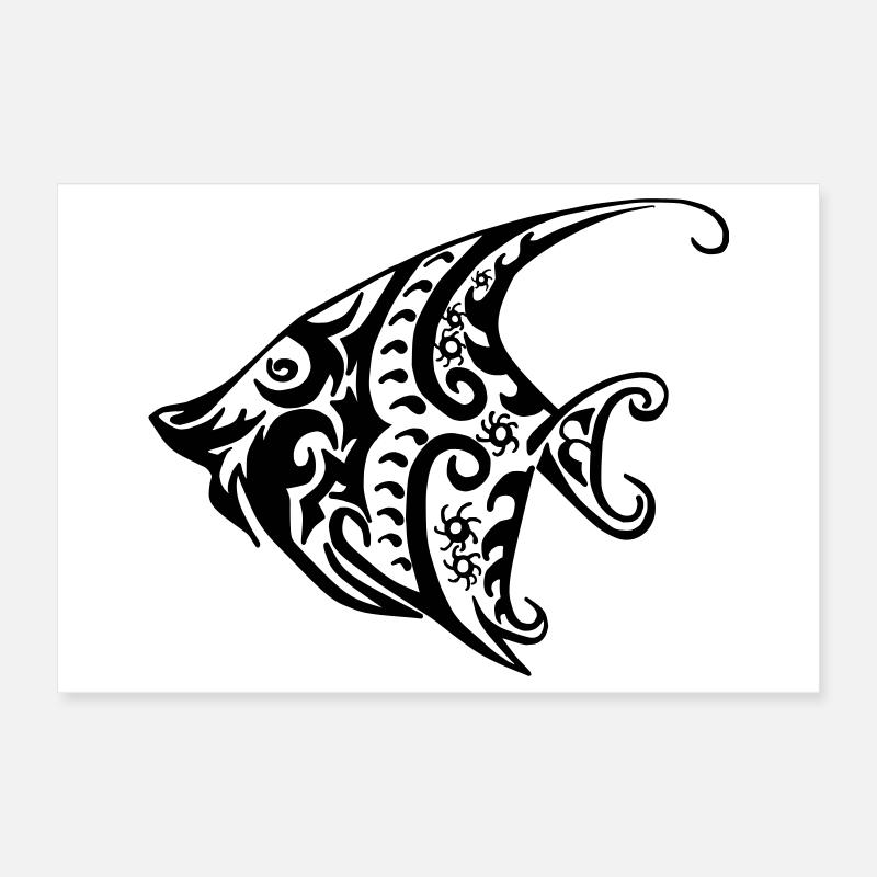 Poisson Tribal Poster 30 x 20 cm