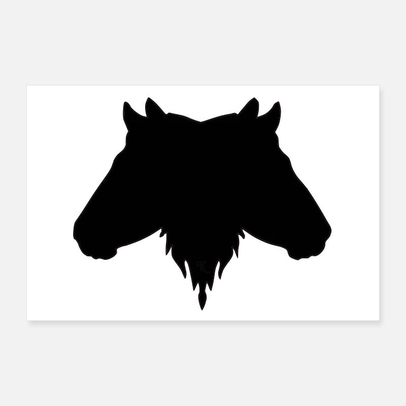 Double head black Poster 12" x 8" (30x20 cm)