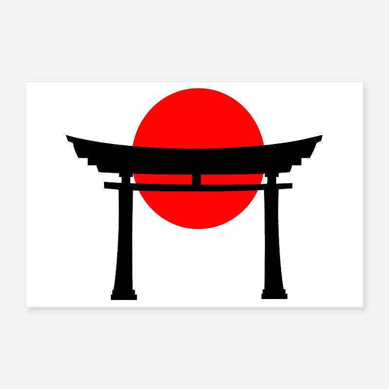 Torii devant le soleil japonais Poster 30 x 20 cm