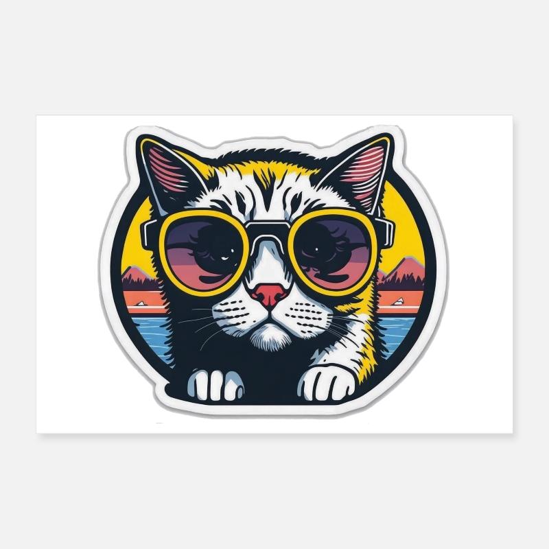 Chat avec lunettes Poster 30 x 20 cm