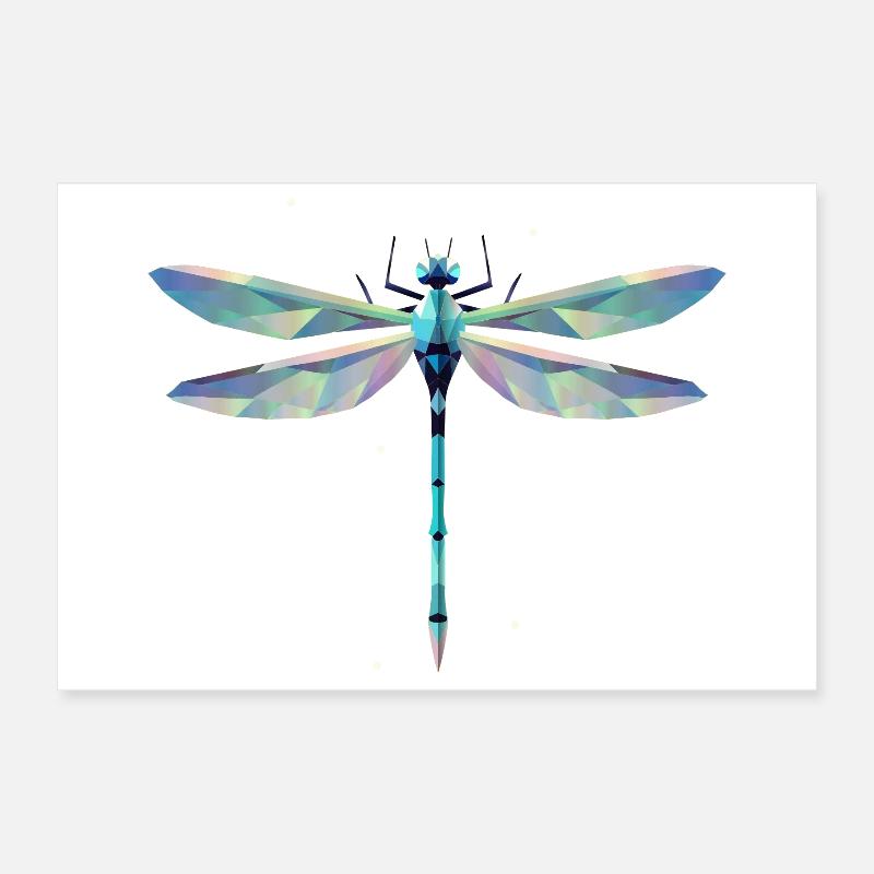 libellule en filigrane élégante au design polygonal Poster 30 x 20 cm