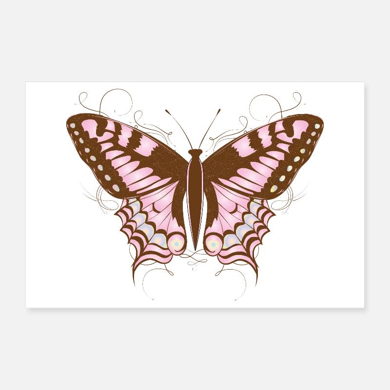 Papillon élégant dans les tons roses et terre Poster 30 x 20 cm