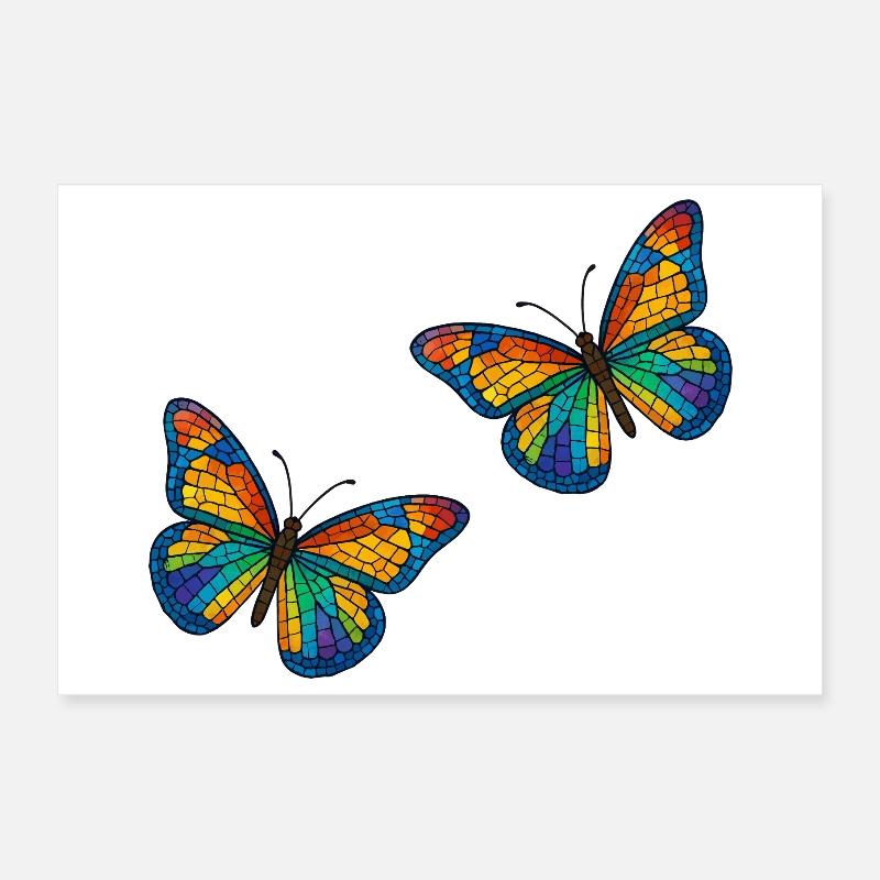 Conception de papillons en mosaïque colorée Poster 30 x 20 cm