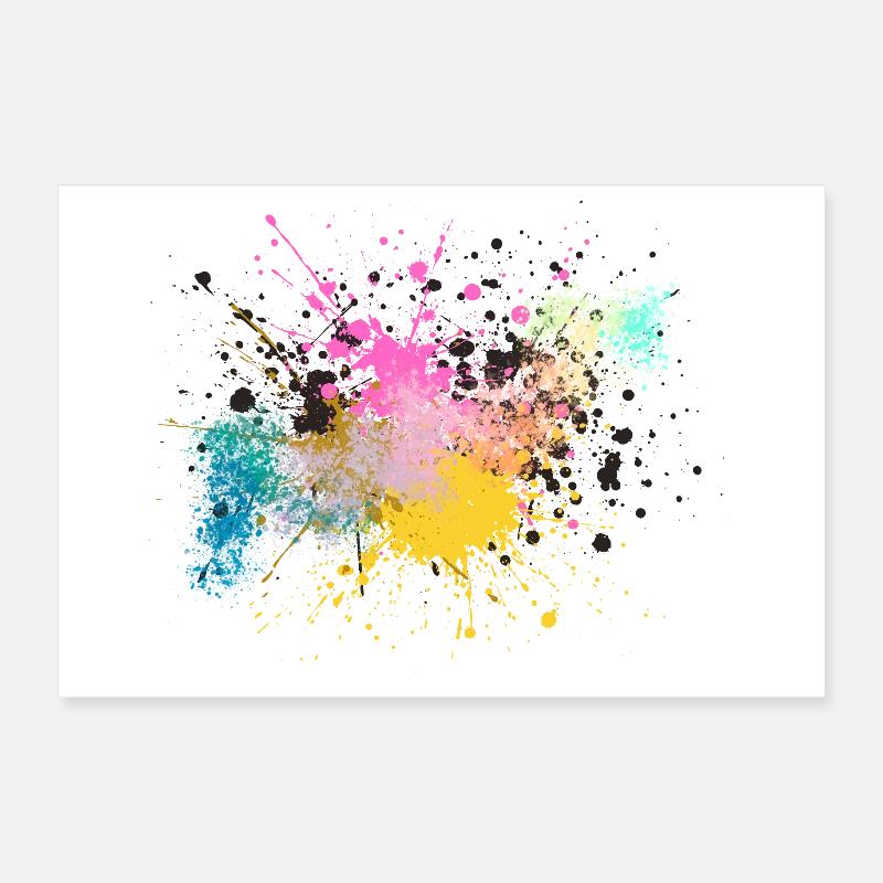 Colorful Paint Splash Design Poster 12" x 8" (30x20 cm)