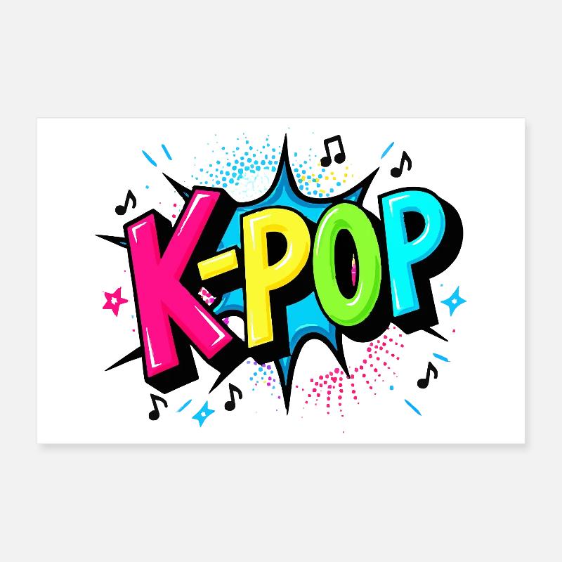 K-Pop Power - Conception de ventilateur coloré Poster 30 x 20 cm