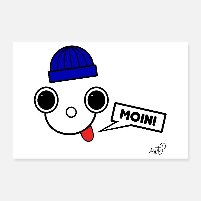 Koppie Moin avec Beanie Poster 30 x 20 cm
