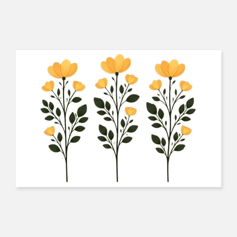 Trois Branches de Fleurs Dorées Poster 30 x 20 cm
