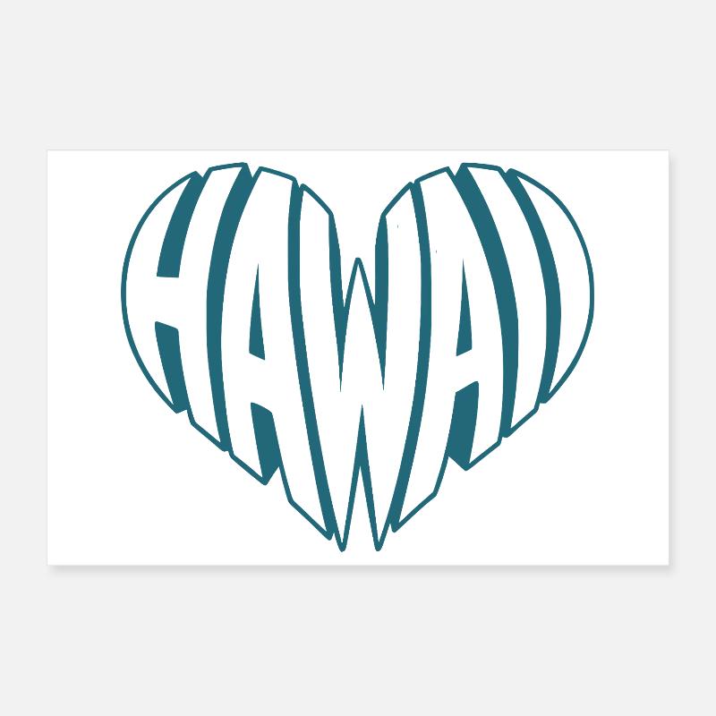 Hawaii, Hawaii Angular HeartTypo Design Poster 12" x 8" (30x20 cm)