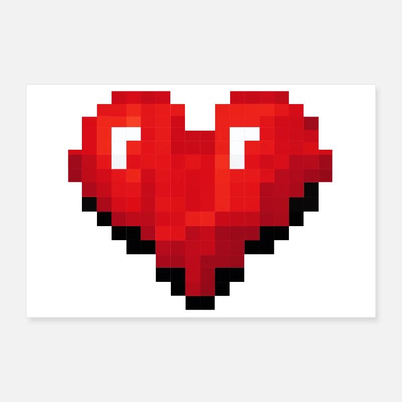 Retro Pixel Heart Videospiel Poster 30x20 cm