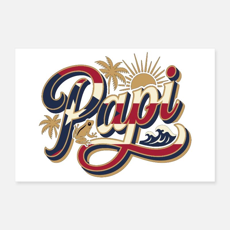 Papi Tropical Strand Palmen Sommer Papa Poster 30x20 cm