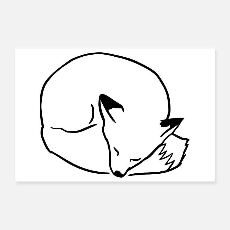 Fuchs schlafend: Niedlich, Kawaii & Comic Stil Poster 30x20 cm