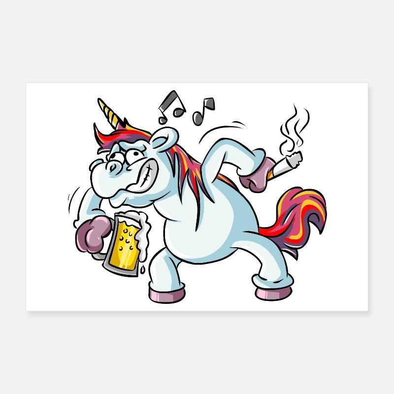 Drunken unicorn Poster 12" x 8" (30x20 cm)