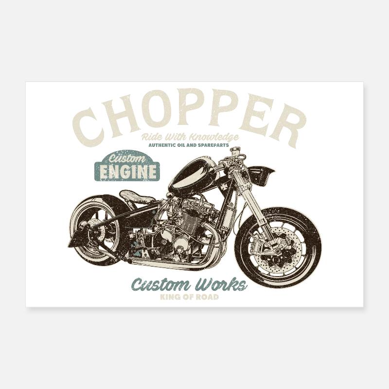 Chopper Custom Engine Poster 30x20 cm