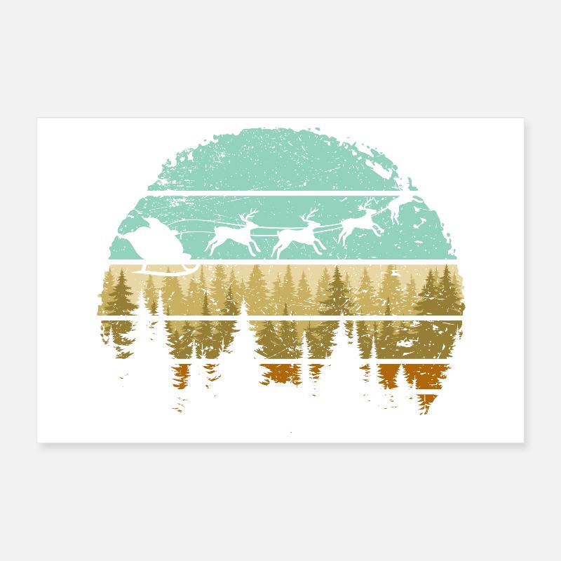 Silhouette de rayures de forêt de cerfs Poster 30 x 20 cm