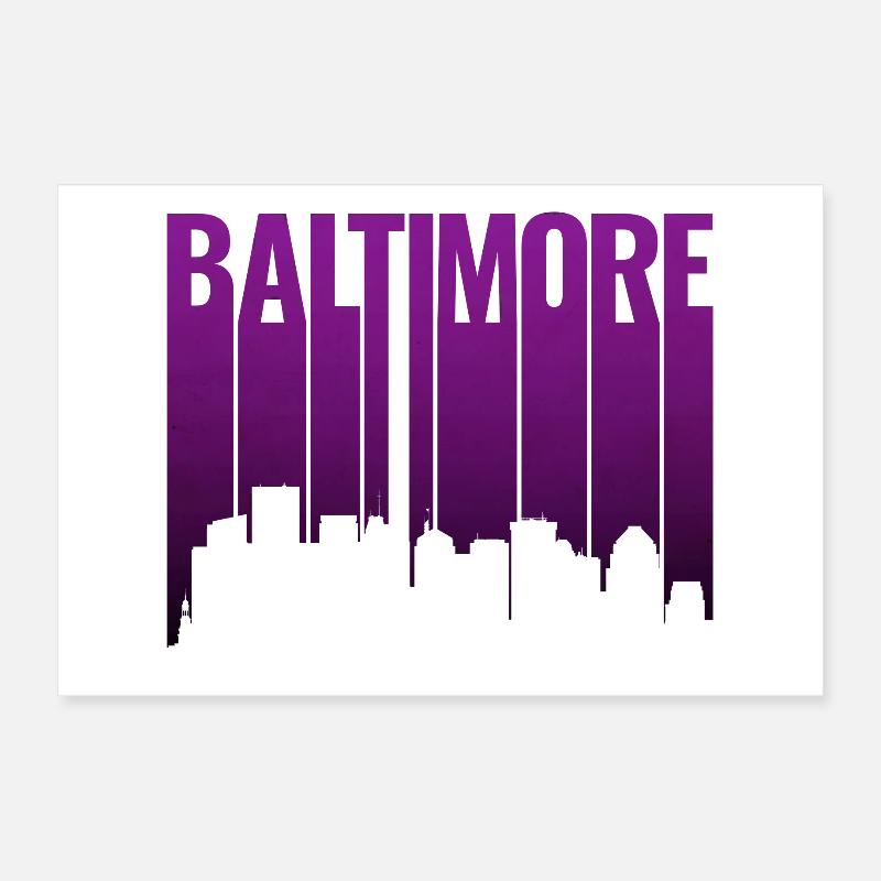 La silhouette de Baltimore dans le crépuscule violet Poster 30 x 20 cm